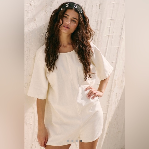 Free People Light White Dean Romper NWT Oversized Comfy Casual Beach Beauty XL - Picture 4 of 7